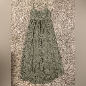 BHLDN Zoe Open Back Lace Floral Cottagecore Coastal Whimsigoth Midi Dress